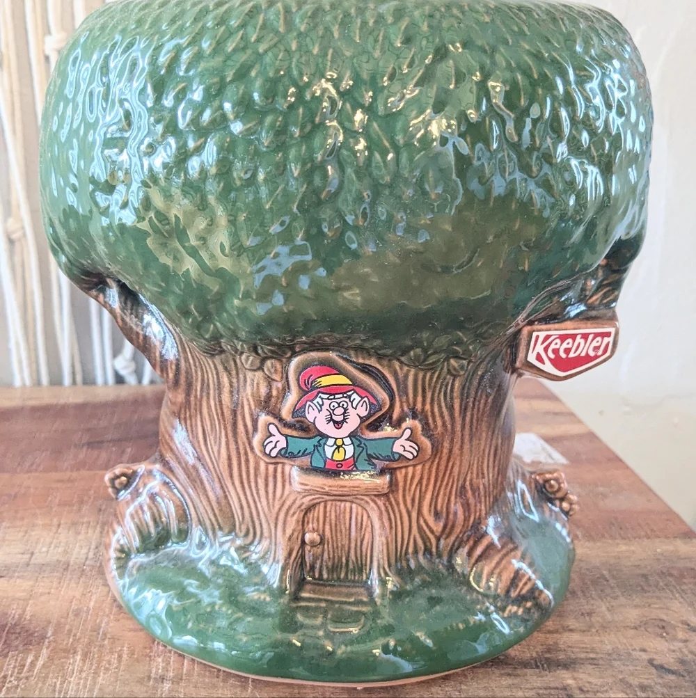 Vintage Keebler Elf Tree Cookie Jar Planter | USA Made Glazed Pottery